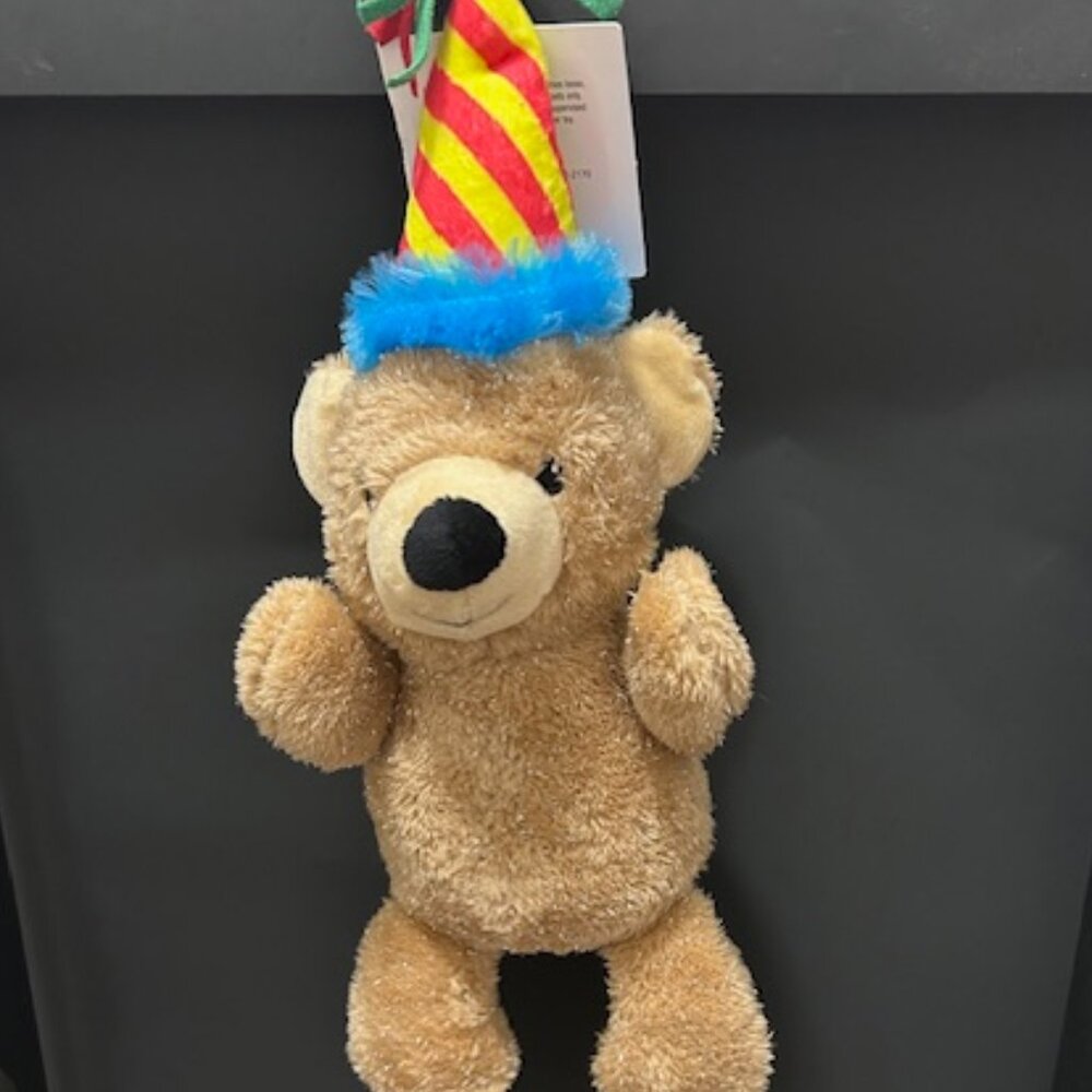 Pet's Birthday Brown Bear Plush (Dog Toy)